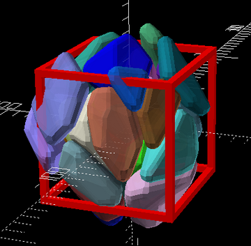 ukážka voronoiovho diagramu v 3D s ohraničením